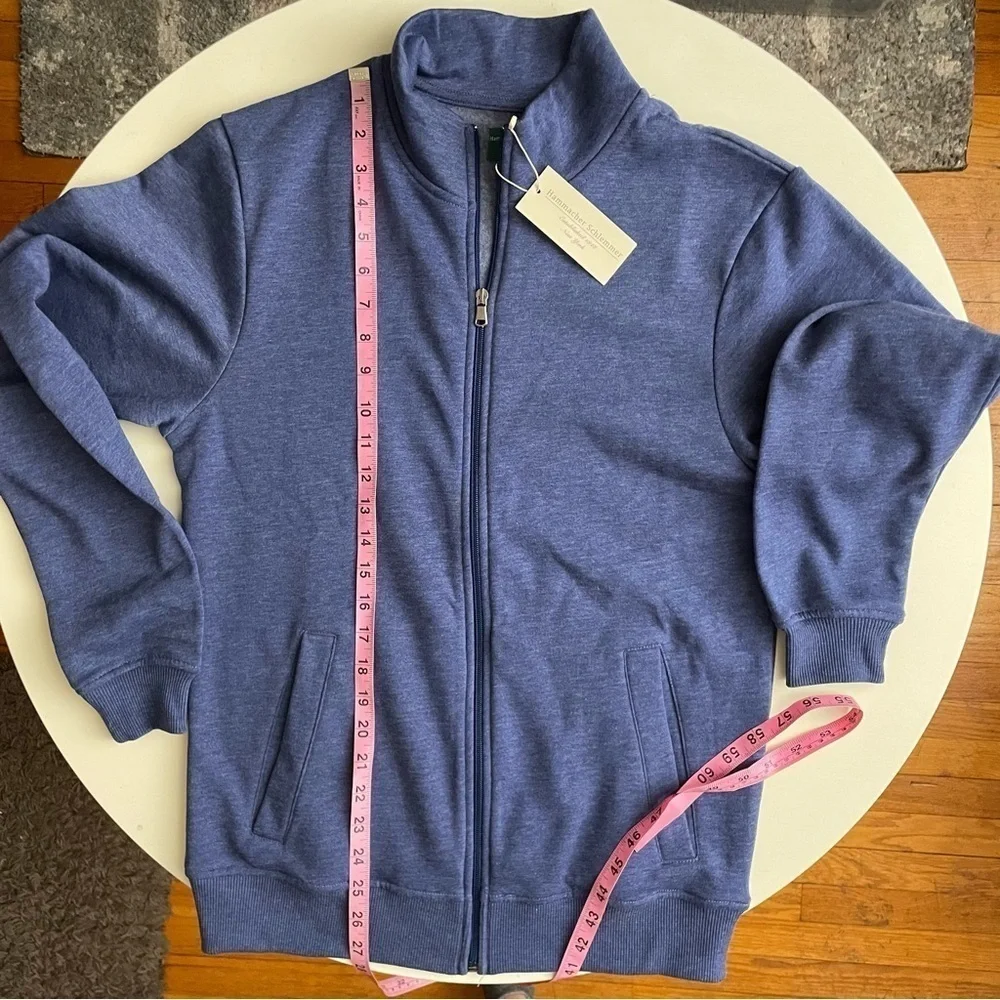 Hammacher Schlemmer NY Men’s Full Zip Sweater Blue Size Medium Slim Fit New